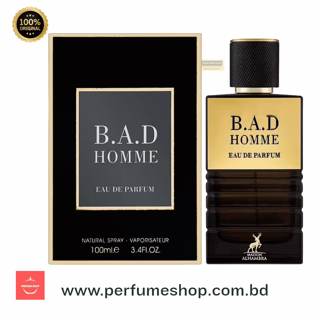 Maison Alhambra BAD Homme Eau de Parfum 100ml for Men | Inspired by Bad Boy Carolina Herrera | Long-Lasting Woody Oriental Scent